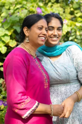 indian-mother-daughter-posing-yard-kurta-teal-dupatta-jhumka-earrings-gold-bangles-indian-mother-daughter-posing-yard-432245178