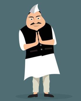 indian-politician-request-for-voting-flat-illustration-vector
