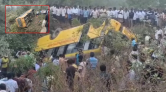 ಚಾಲಕನ ನಿರ್ಲಕ್ಷ್ಯ; ಕಾಲುವೆಗೆ ಉರುಳಿದ ಮಕ್ಕಳಿದ್ದ ಶಾಲಾ ಬಸ್