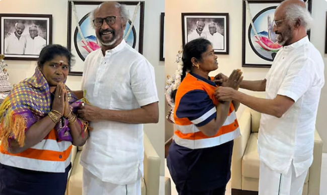 ಪ್ರಾಮಾಣಿಕತೆ ಮೆರೆದ ಪೌರಕಾರ್ಮಿಕ ಮಹಿಳೆ ಪದ್ಮಾಗೆ ಚಿನ್ನದ ಸರ ನೀಡಿದ ತಲೈವಾ