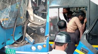 ಕೆ ಆರ್ ವೃತ್ತದಲ್ಲಿ BMTC ಬಸ್ಸುಗಳ ನಡುವೆ ಡಿಕ್ಕಿ