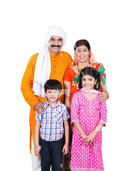 happy-indian-farmer-family-parents-with-kids-daughter-and-son-standing-JB5YTT