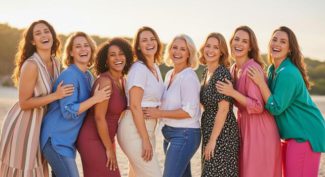 joyful-women-friends-laughing-outdoors-diverse-group-summer-vibes-photo