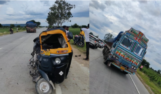 ಆಟೋ- ಲಾರಿ ಮಧ್ಯೆ ಮುಖಾಮುಖಿ ಡಿಕ್ಕಿ; ತಾಯಿಯೊಂದಿಗೆ ಮಗು ಸಾವು